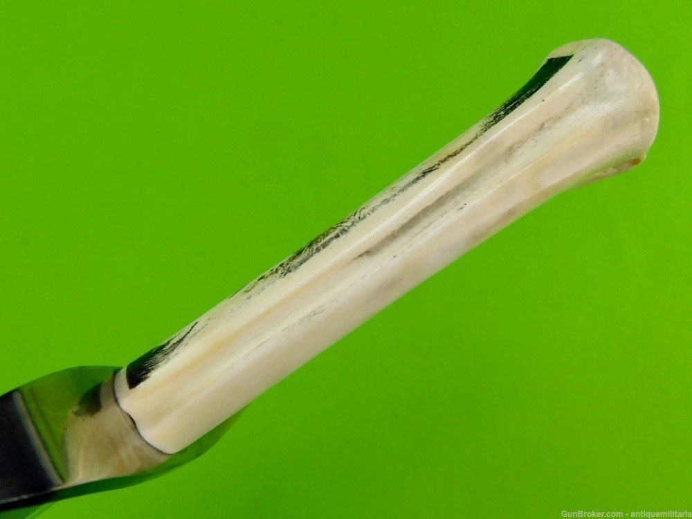 Hen & Rooster Spain Customized Scrimshaw Wolf Eyes Large Bowie Knife-img-8