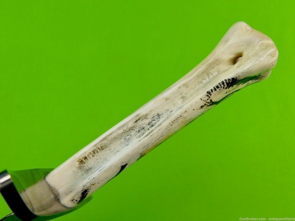 Hen & Rooster Spain Customized Scrimshaw Wolf Eyes Large Bowie Knife-img-9