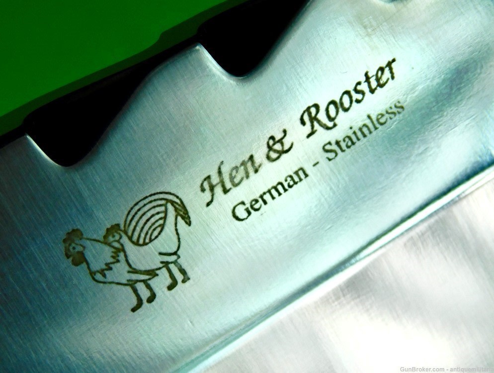 Hen & Rooster Spain Customized Scrimshaw Wolf Eyes Large Bowie Knife-img-3