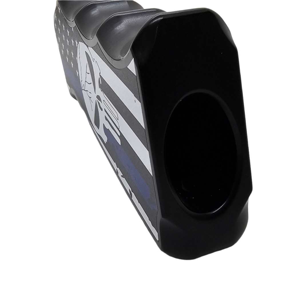 CNC Aluminum AR-15 / M4 Pistol Grip – Ergonomic – Thin Blue Line Skull Desi-img-8