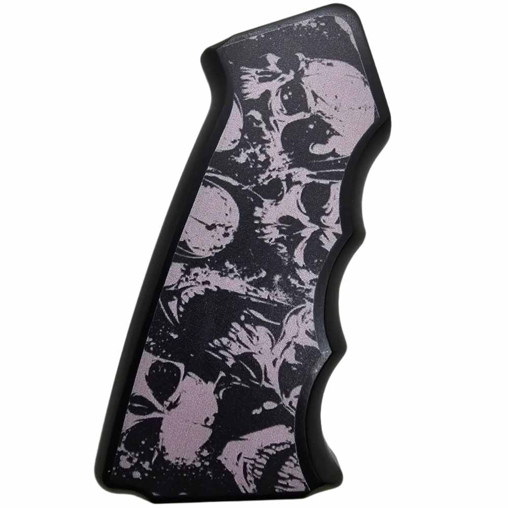 CNC Aluminum AR-15 / M4 Pistol Grip – Ergonomic – Skull Camo Design-img-2