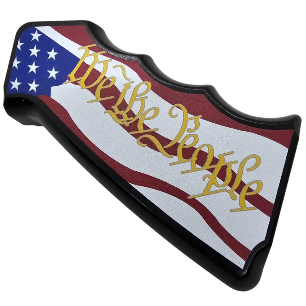 CNC Aluminum AR-15 / M4 Pistol Grip – Ergonomic – “We the People” Flag -img-4