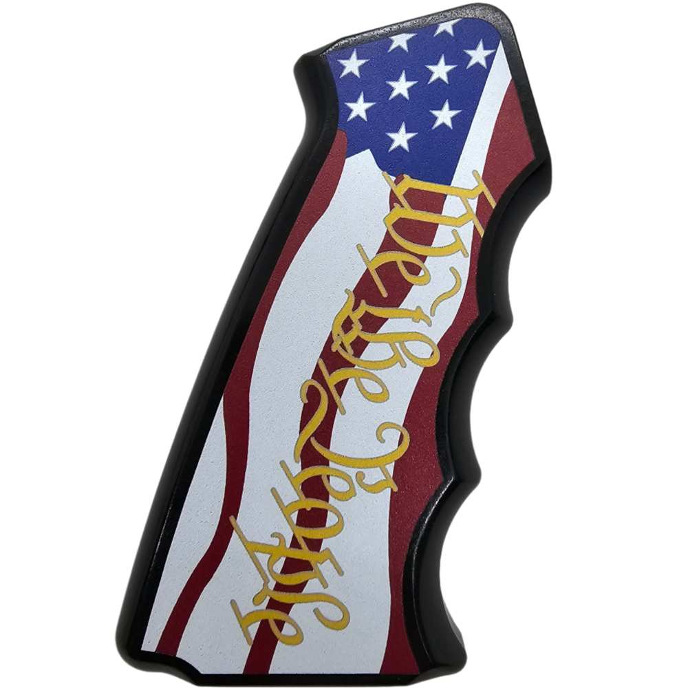CNC Aluminum AR-15 / M4 Pistol Grip – Ergonomic – “We the People” Flag -img-1
