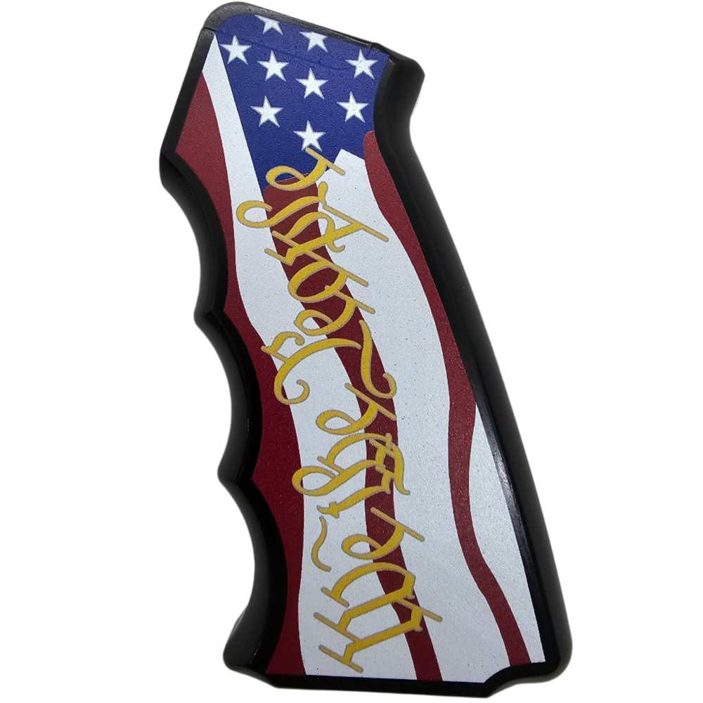 CNC Aluminum AR-15 / M4 Pistol Grip – Ergonomic – “We the People” Flag -img-2