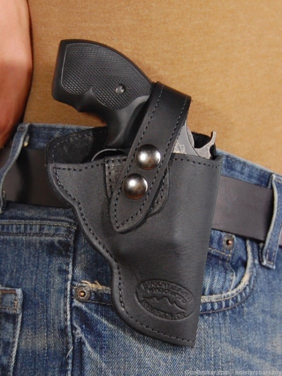 Barsony Black Leather OWB Holster for Snub Nose 2" Revolvers Size 1 Right -img-1
