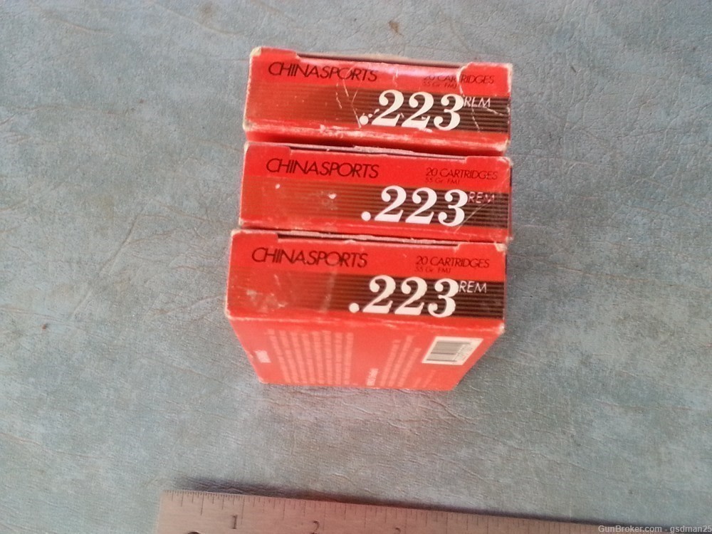 Norinco 223 Rem  ammo Brass case 3 Box's 60 Rounds-img-0