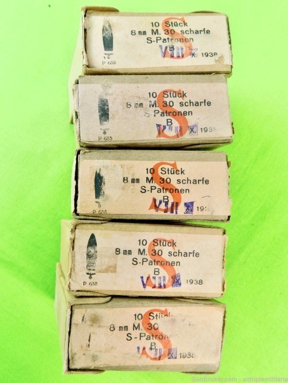 Set 5 German Austrian WW2 Steyr Mannlicher 8 X 56 10 Round Ammo Box w Clips-img-1