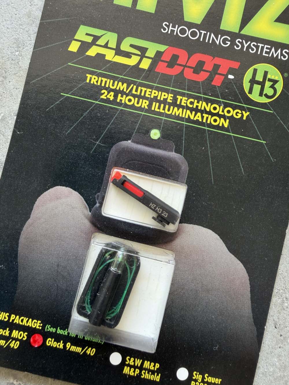 HiViz FASTDOT H3 Handgun Sight Glock 9mm/40 S&W/357 Sig. Red/Green -img-0