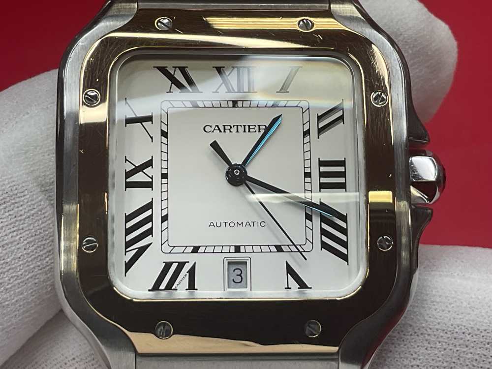 CARTIER SANTOS DE CARTIER 39.8MM 18K YELLOW GOLD & STAINLESS - FULL SET -img-7