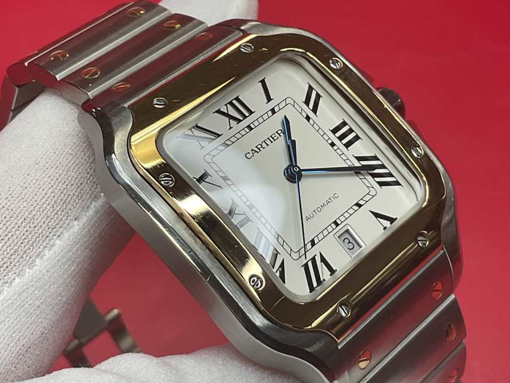CARTIER SANTOS DE CARTIER 39.8MM 18K YELLOW GOLD & STAINLESS - FULL SET -img-14