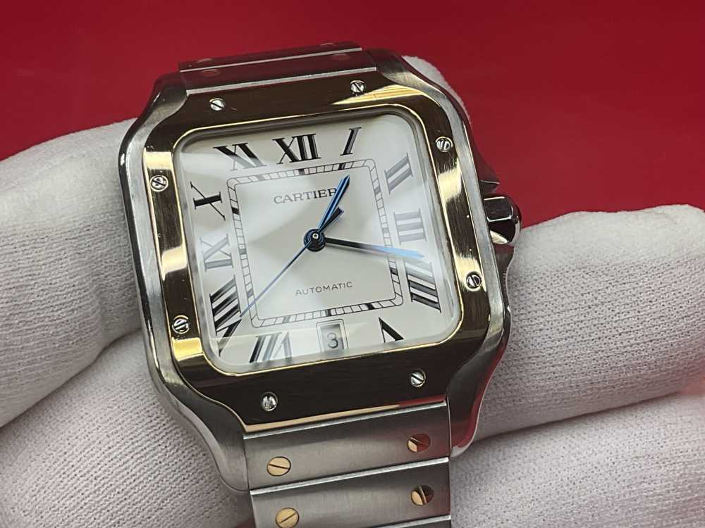 CARTIER SANTOS DE CARTIER 39.8MM 18K YELLOW GOLD & STAINLESS - FULL SET -img-4