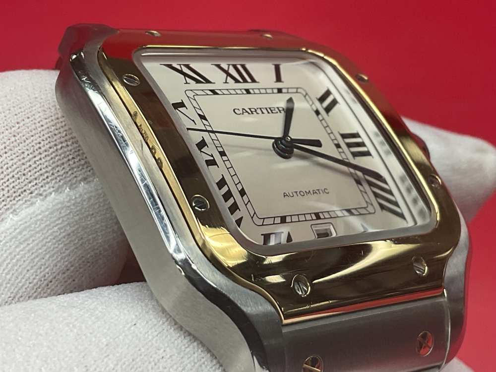 CARTIER SANTOS DE CARTIER 39.8MM 18K YELLOW GOLD & STAINLESS - FULL SET -img-9