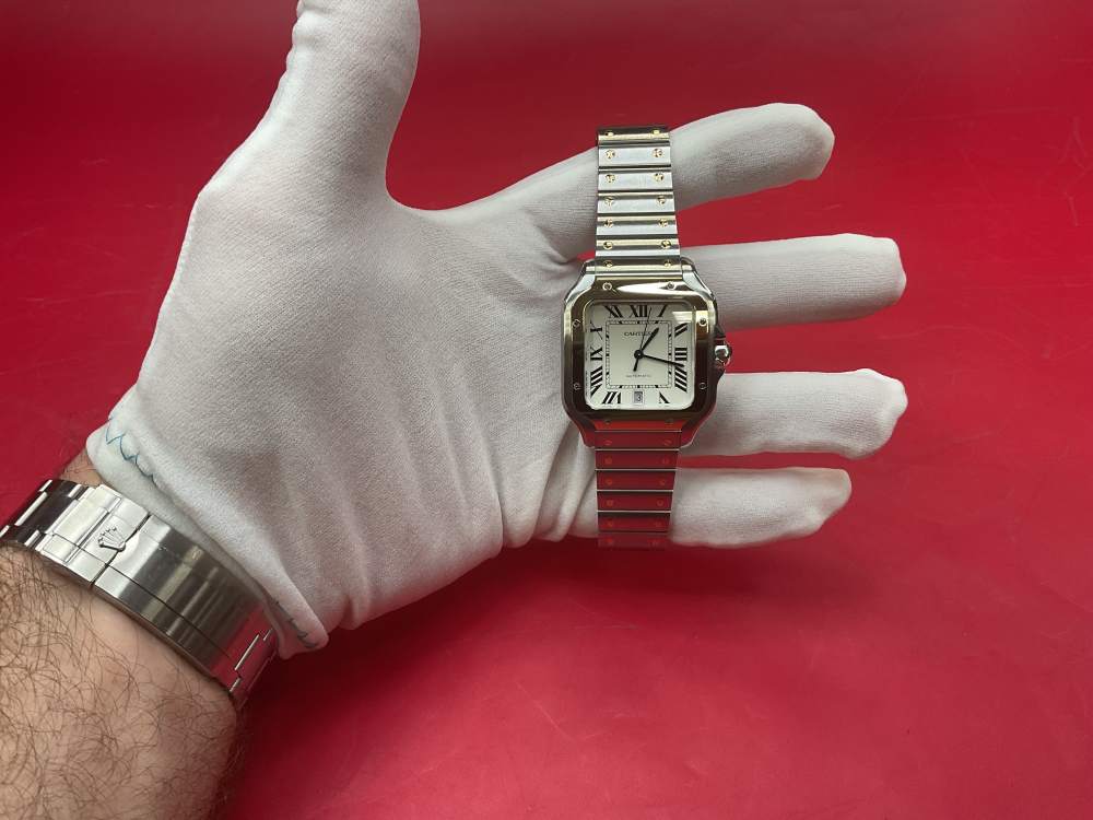 CARTIER SANTOS DE CARTIER 39.8MM 18K YELLOW GOLD & STAINLESS - FULL SET -img-2