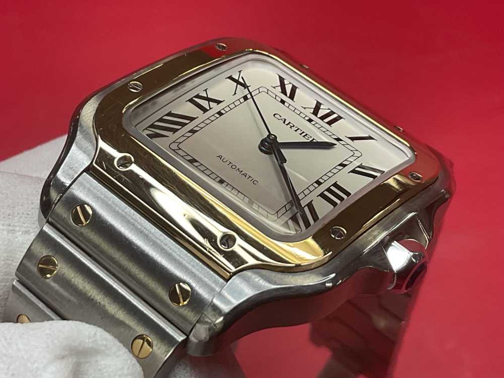 CARTIER SANTOS DE CARTIER 39.8MM 18K YELLOW GOLD & STAINLESS - FULL SET -img-16