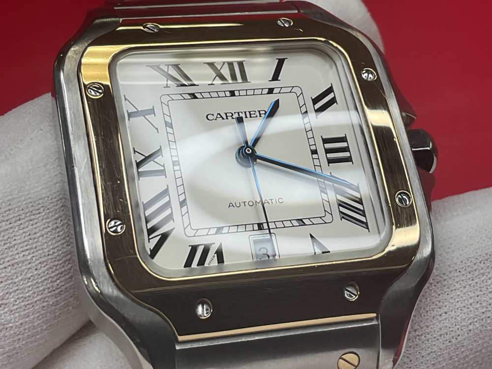 CARTIER SANTOS DE CARTIER 39.8MM 18K YELLOW GOLD & STAINLESS - FULL SET -img-8