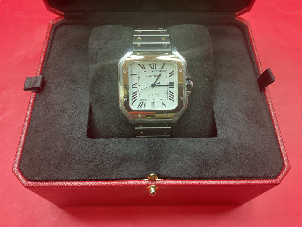 CARTIER SANTOS DE CARTIER 39.8MM 18K YELLOW GOLD & STAINLESS - FULL SET -img-1