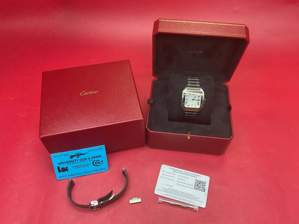 CARTIER SANTOS DE CARTIER 39.8MM 18K YELLOW GOLD & STAINLESS - FULL SET -img-0
