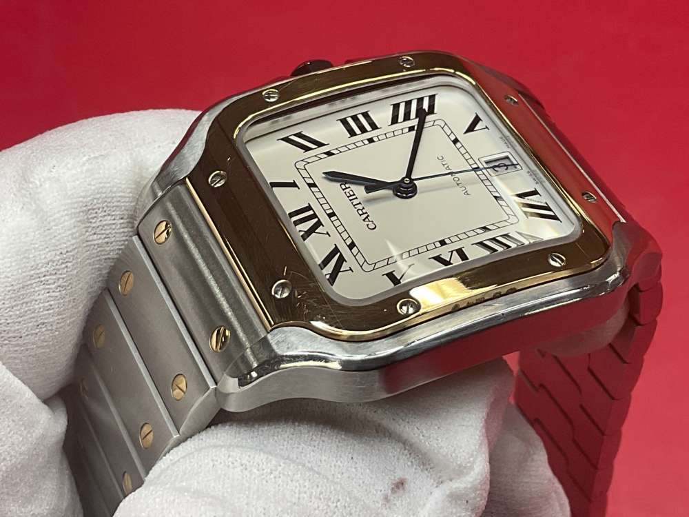 CARTIER SANTOS DE CARTIER 39.8MM 18K YELLOW GOLD & STAINLESS - FULL SET -img-21