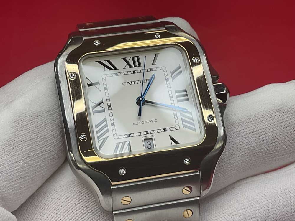 CARTIER SANTOS DE CARTIER 39.8MM 18K YELLOW GOLD & STAINLESS - FULL SET -img-5