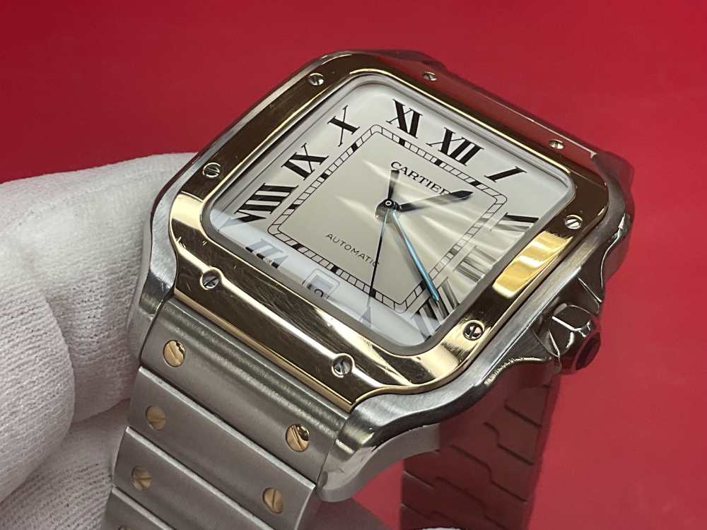 CARTIER SANTOS DE CARTIER 39.8MM 18K YELLOW GOLD & STAINLESS - FULL SET -img-13