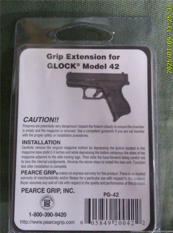 Pearce Grip Extension Magazine Glock Model 42-img-1