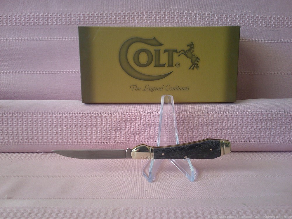 NIB Colt Wharncliffe Series Black Smooth Bone Handle Titanium Coated Knife!-img-4