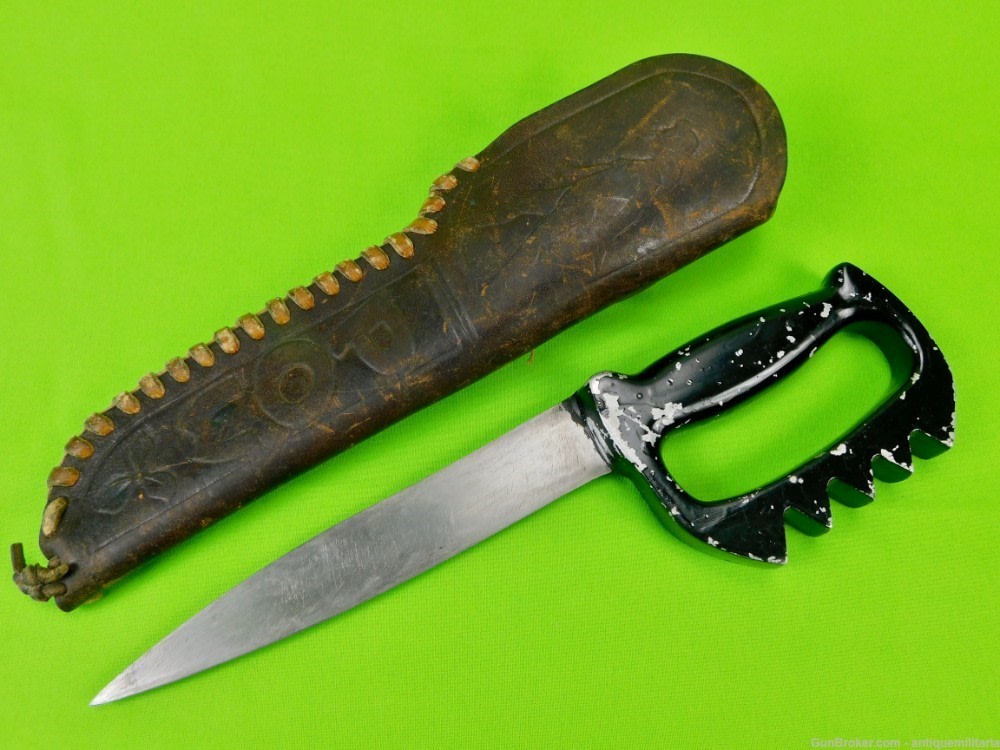 US WW2 Custom Made Theater Heavy Fighting Knife w/ Sheath-img-0