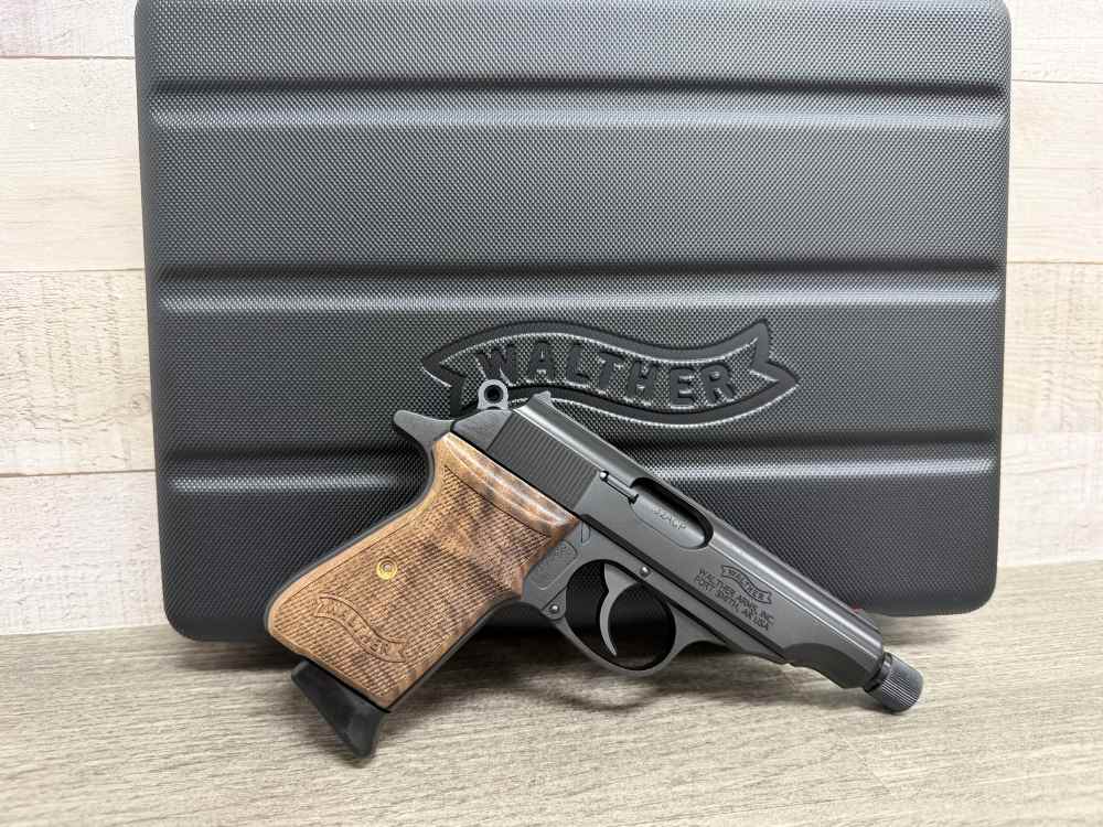 WALTHER PP SD 32 ACP BLACK THREADED BARREL WALNUT GRIPS 4797002 BRAND NEW-img-5