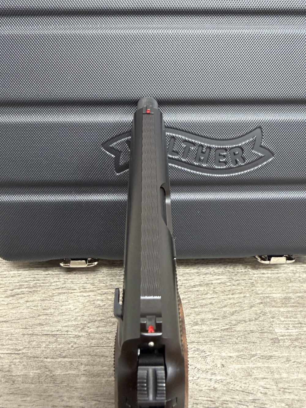 WALTHER PP SD 32 ACP BLACK THREADED BARREL WALNUT GRIPS 4797002 BRAND NEW-img-4