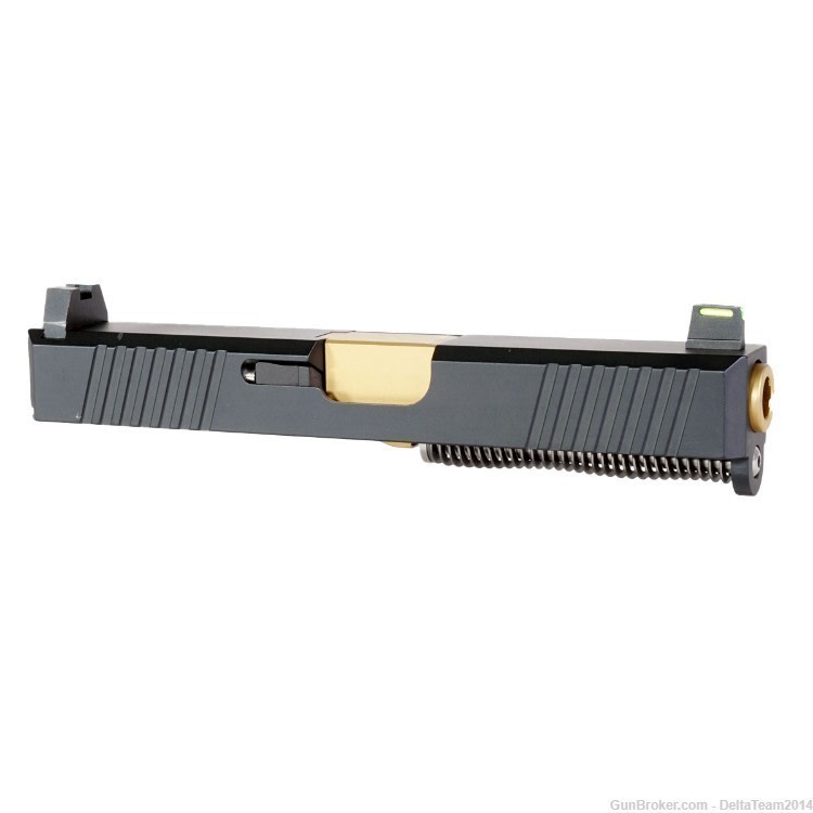 Complete Slide for Glock 19 - Gold PVD Barrel - Night Fision Sights - NEW-img-0