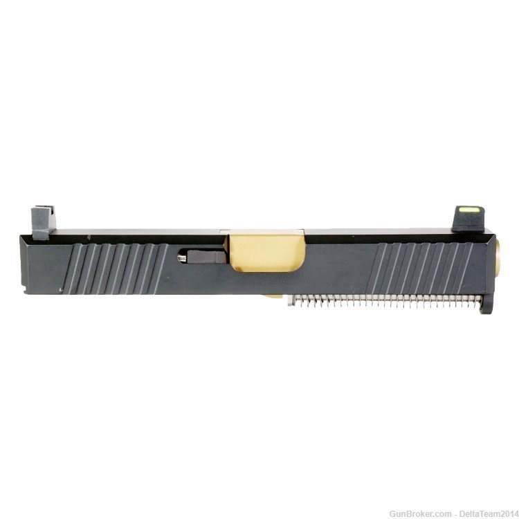 Complete Slide for Glock 19 - Gold PVD Barrel - Night Fision Sights - NEW-img-1