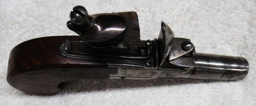 Belgium, Flint Lock, Pocket, Pistol, Screw off Barrel Pistol, 44 Cal, Exc.-img-3