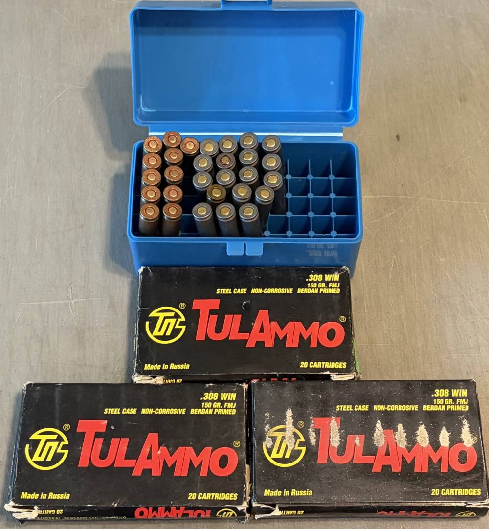 308 Win FMJ Rifle Ammo 89 rds Mixed Tulammo Steel Case Copper washed-img-0