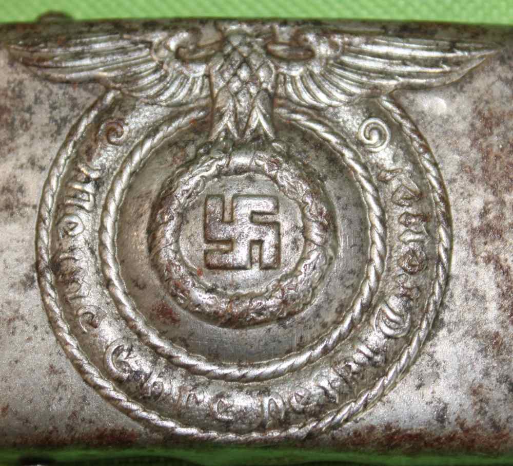 German WWII Waffen SS Schutz Staffel EM Belt Buckle 12Q-img-4