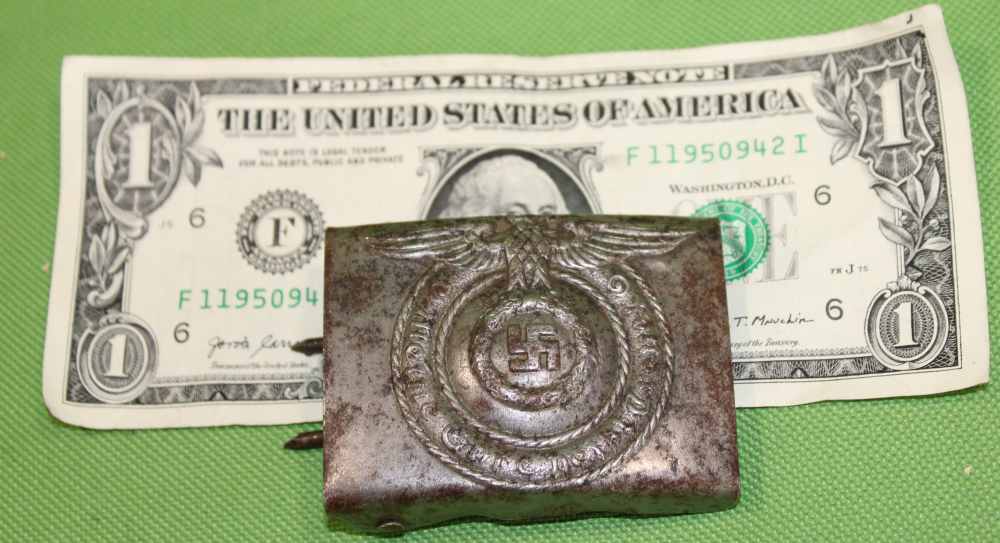 German WWII Waffen SS Schutz Staffel EM Belt Buckle 12Q-img-5
