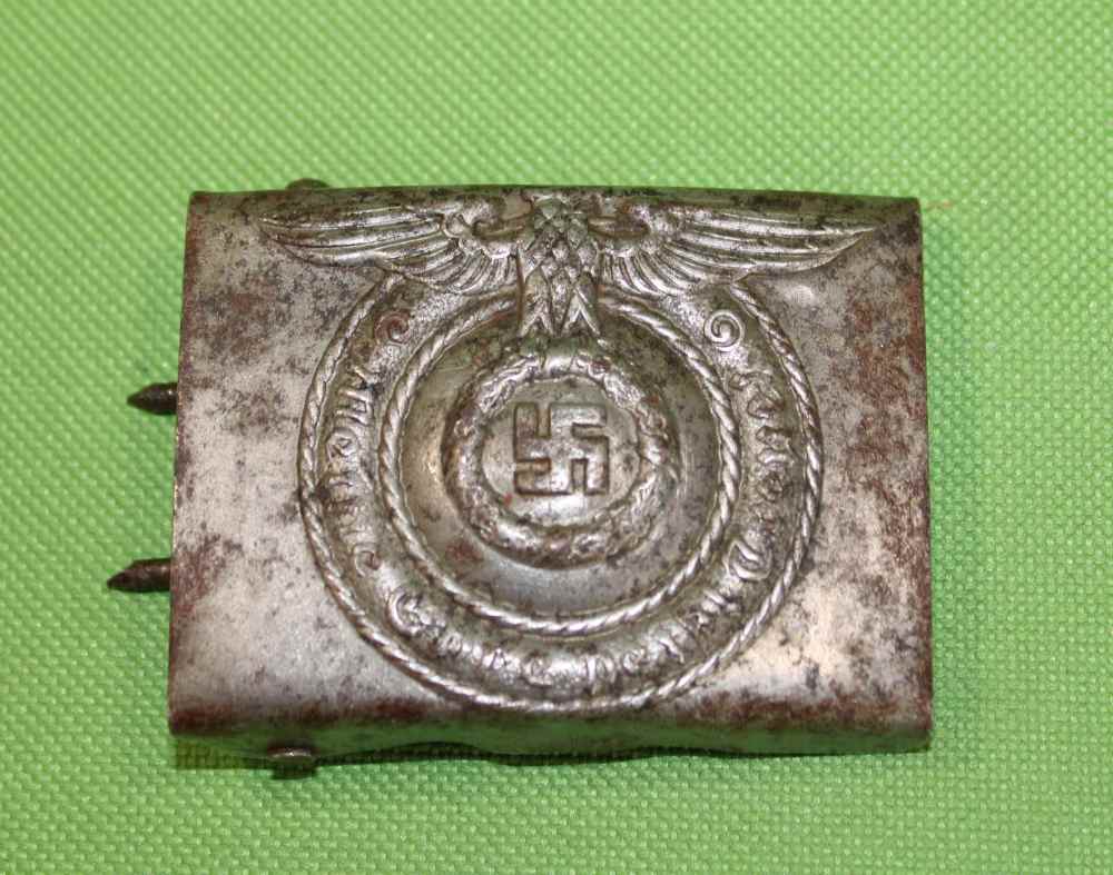 German WWII Waffen SS Schutz Staffel EM Belt Buckle 12Q-img-0