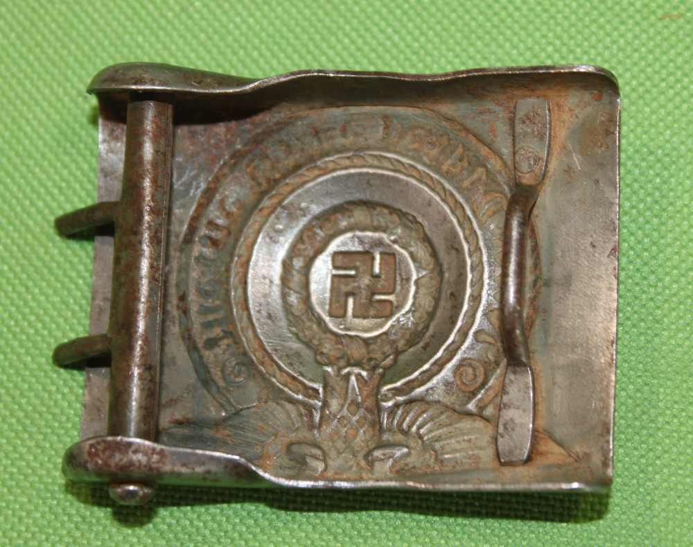 German WWII Waffen SS Schutz Staffel EM Belt Buckle 12Q-img-1