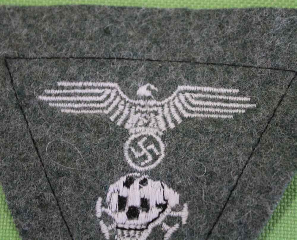 German WWII Waffen SS Eagle & Skull Trapezoid EM M-43 Cap Insignia 12P-img-1
