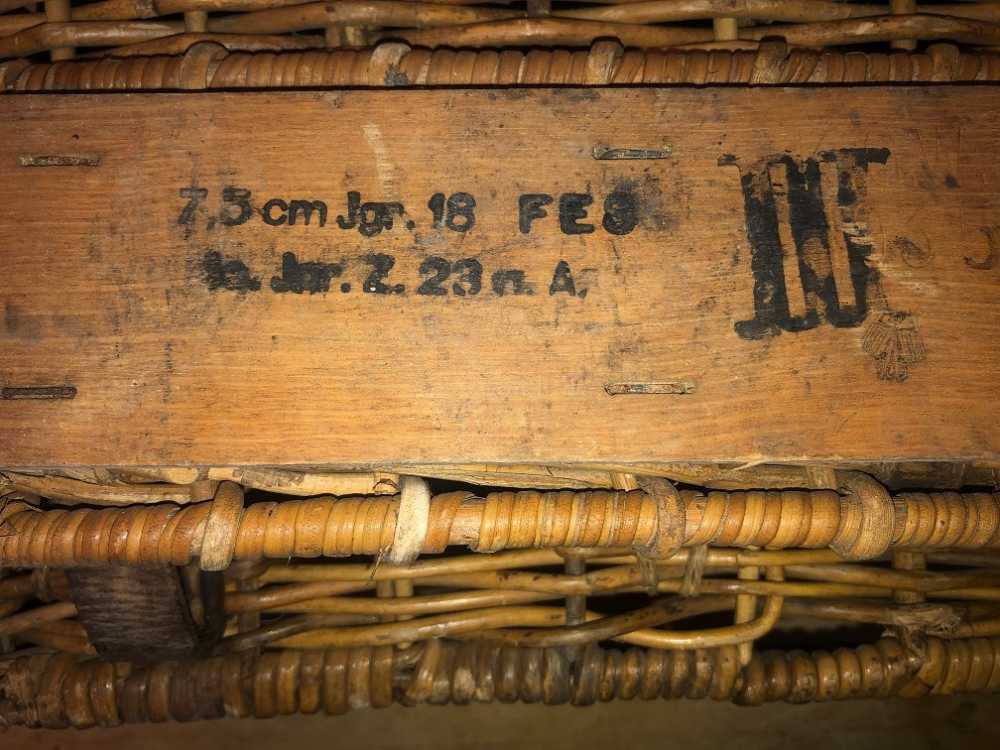 Original WWII German 7.5 cm Wicker Shell Transport Box -img-8
