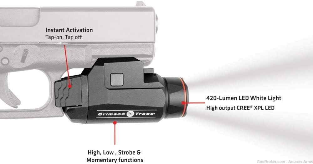 Crimson Trace CMR-208 Universal Rail Master Tactical Light 420 LUMEN LED-img-1