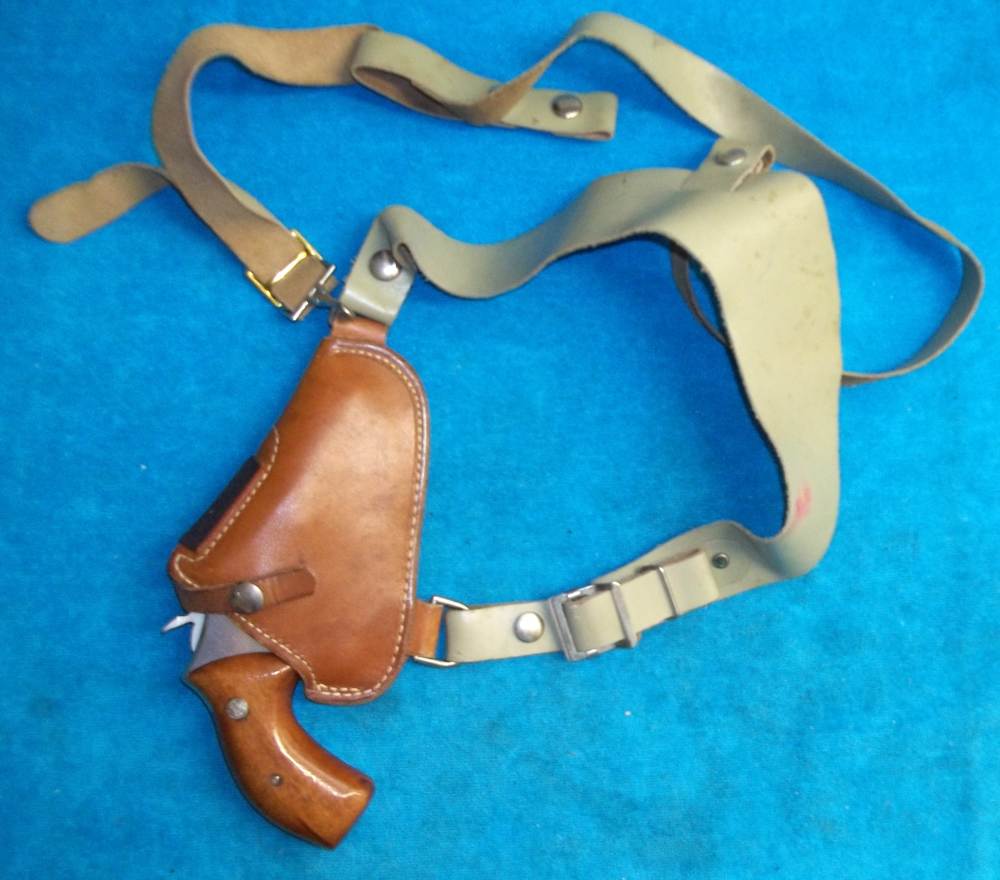 RARE Custom RAY SULLIVAN R/H INVERTED Leather Shoulder Holster S&W 19 66-img-0