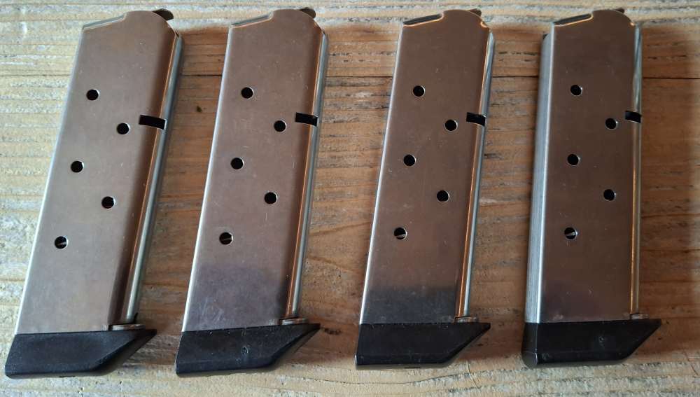 Lot of 4 (Four) Stainless 1911 Officer's Magazines J&J Baseplates-img-0