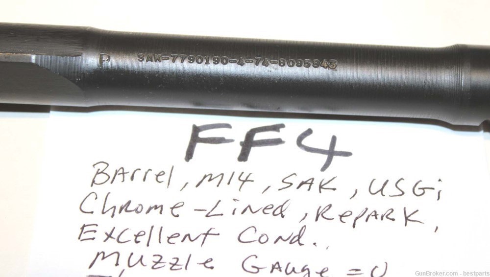 M14 Barrel "SAK", Chrome Lined Orig.Gauge Throat= 1 to 0, Muzzle= 0 - #FF4-img-1