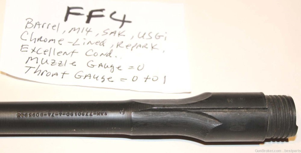 M14 Barrel "SAK", Chrome Lined Orig.Gauge Throat= 1 to 0, Muzzle= 0 - #FF4-img-4