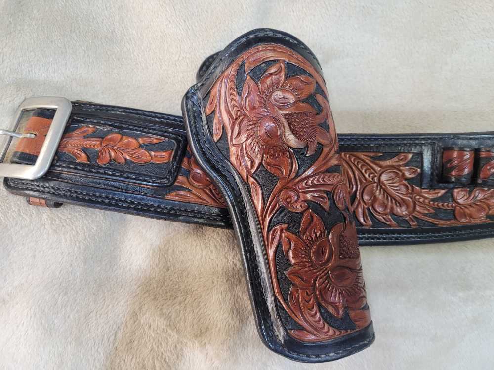 Rare, Vintage Alfonso Of Hollywood Leather Holsters & Gunbelt Fastdraw Rig-img-4