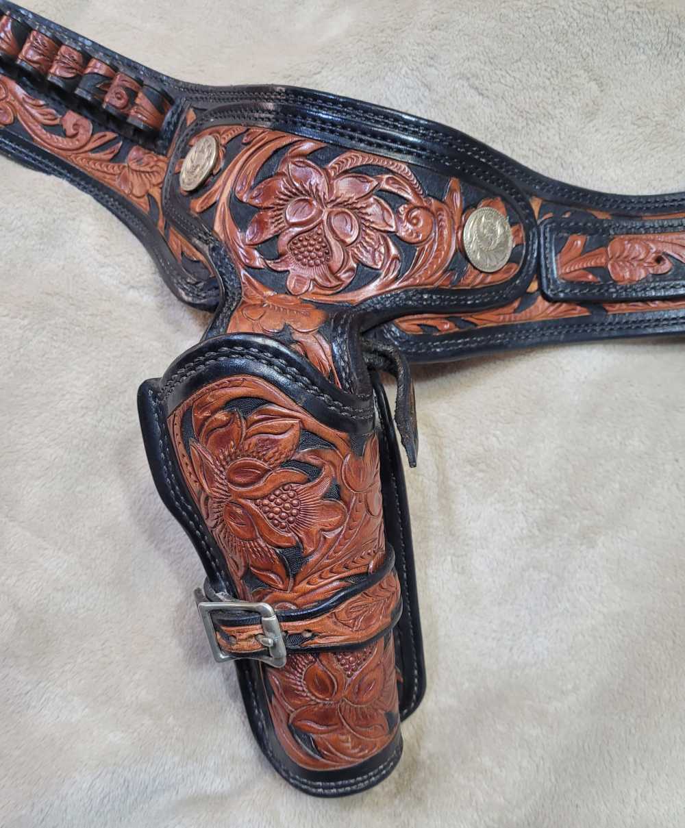 Rare, Vintage Alfonso Of Hollywood Leather Holsters & Gunbelt Fastdraw Rig-img-2