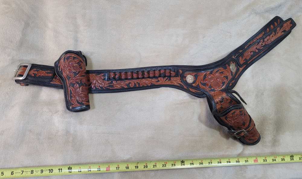 Rare, Vintage Alfonso Of Hollywood Leather Holsters & Gunbelt Fastdraw Rig-img-1