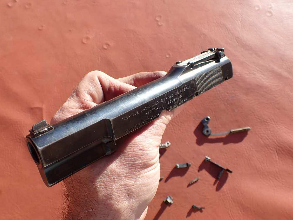 BROWNING HI POWER PRE WAR 9MM PISTOL WITH TANGENT SIGHT FACTORY PARTS KIT -img-10