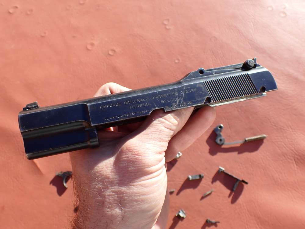BROWNING HI POWER PRE WAR 9MM PISTOL WITH TANGENT SIGHT FACTORY PARTS KIT -img-8