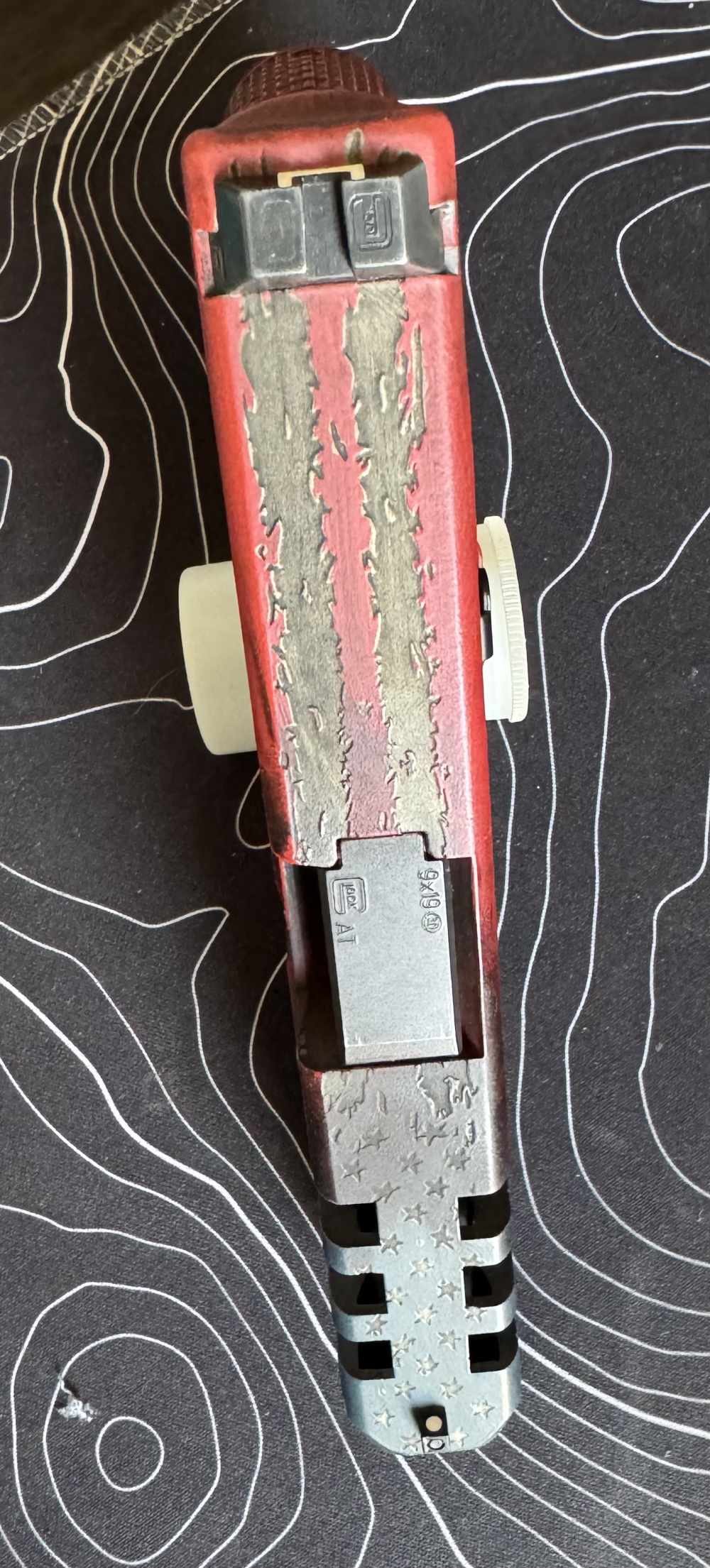Glock 19 Gen 3, laser engraved and Cerakote, Tattered Flag-img-2